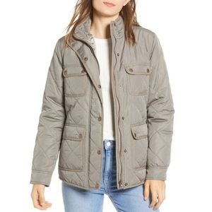 Thread & Supply Fleece Lined Quilted Jacket in Slate Green